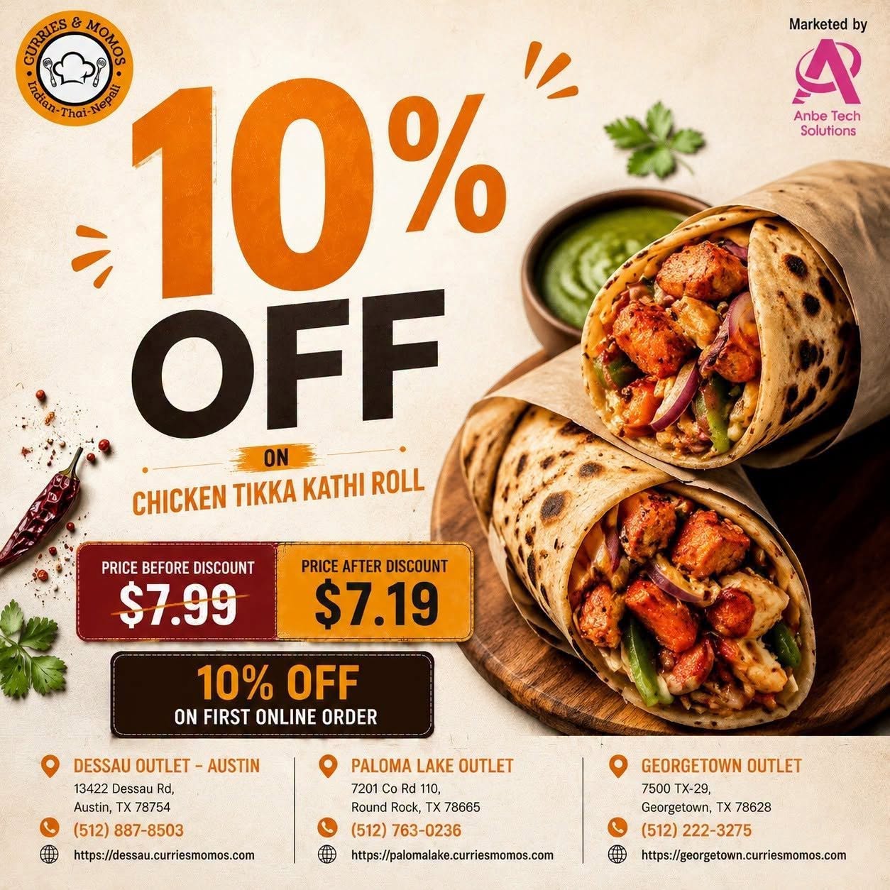 Curries & Momos flyer